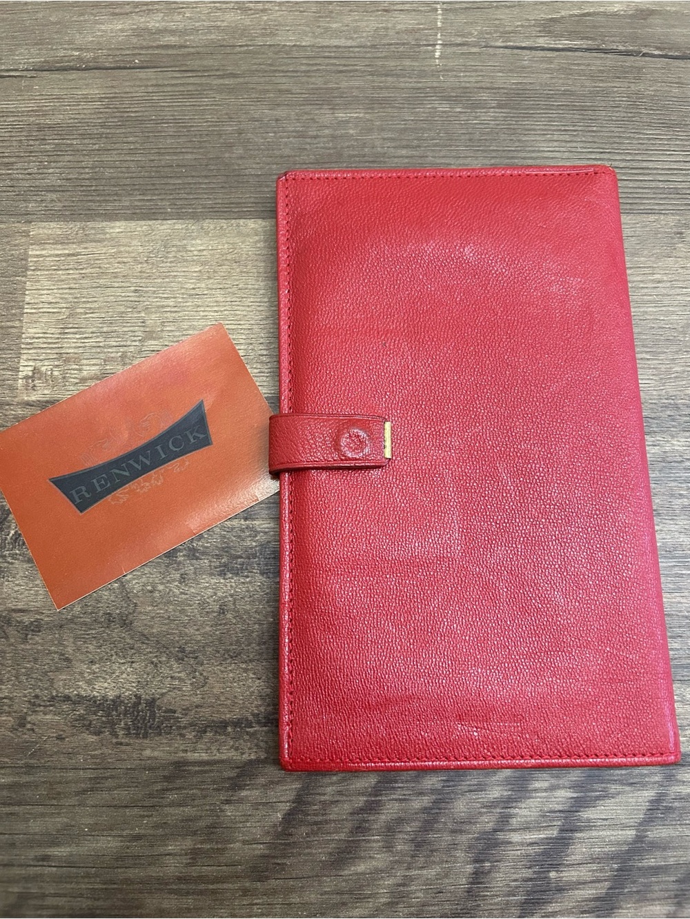 Vintage Renwick Red English Morocco Leather Passport Travel Wallet - with Insert